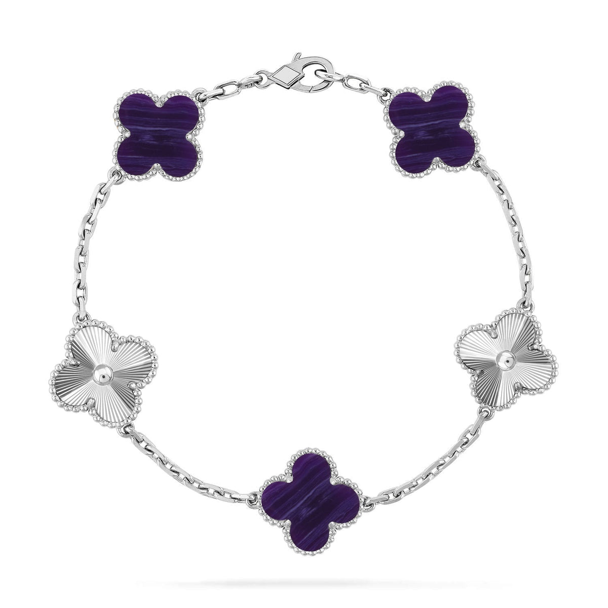 [Sophire Jewelry ]CLOVER 5 MOTIF PURPLE STRIPES BRACELET COLLECTION
