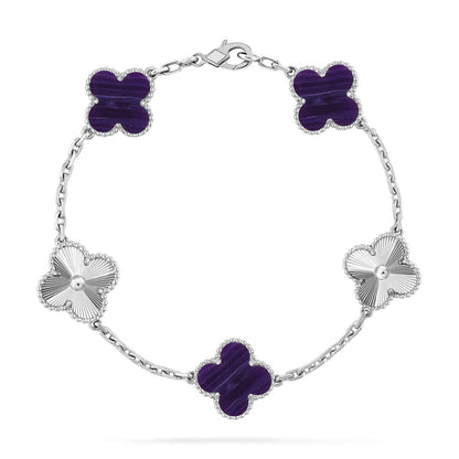 [Sophire Jewelry ]CLOVER 5 MOTIF PURPLE STRIPES BRACELET COLLECTION
