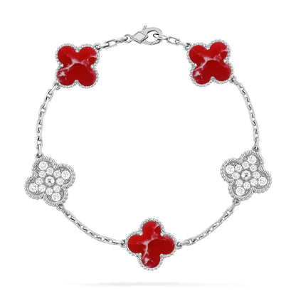 [Sophire Jewelry ]CLOVER 5 MOTIF RED PATTERN BRACELET COLLECTION