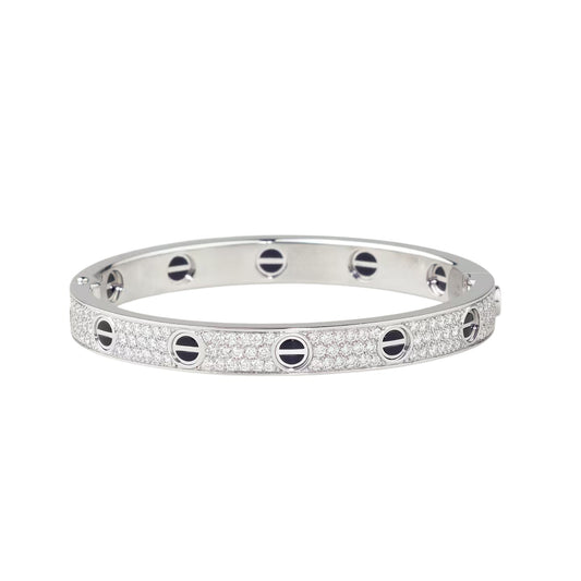[Sophire]CLASSIC 6.1MM LOVE BANGLE - DIAMOND PAVÉ & BLACK CERAMIC