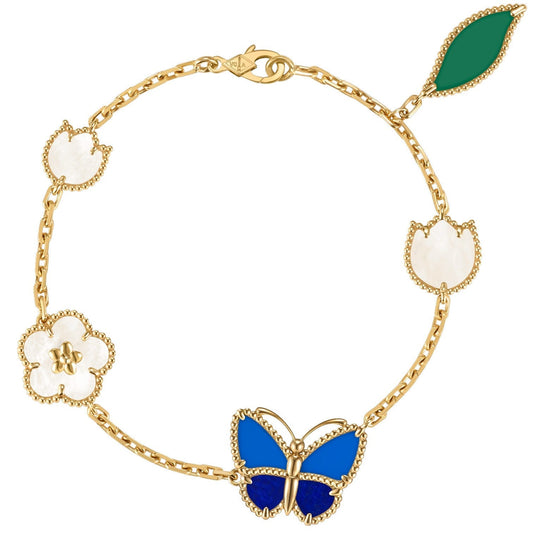 [Sophire]SPRING ENCHANTMENT BUTTERFLY & FLORAL CHARM BRACELET