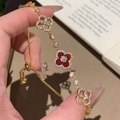 [Sophire Jewelry ]CLOVER 5 MOTIF PINK BLUE RED WHITE BRACELET
