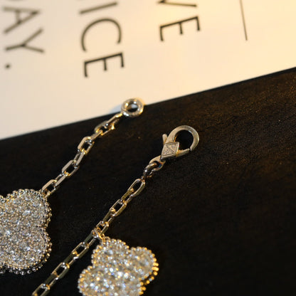 [Sophire Jewelry ]CLOVER BRACELET 5 MOTIF SILVER DIAMOND PAVED