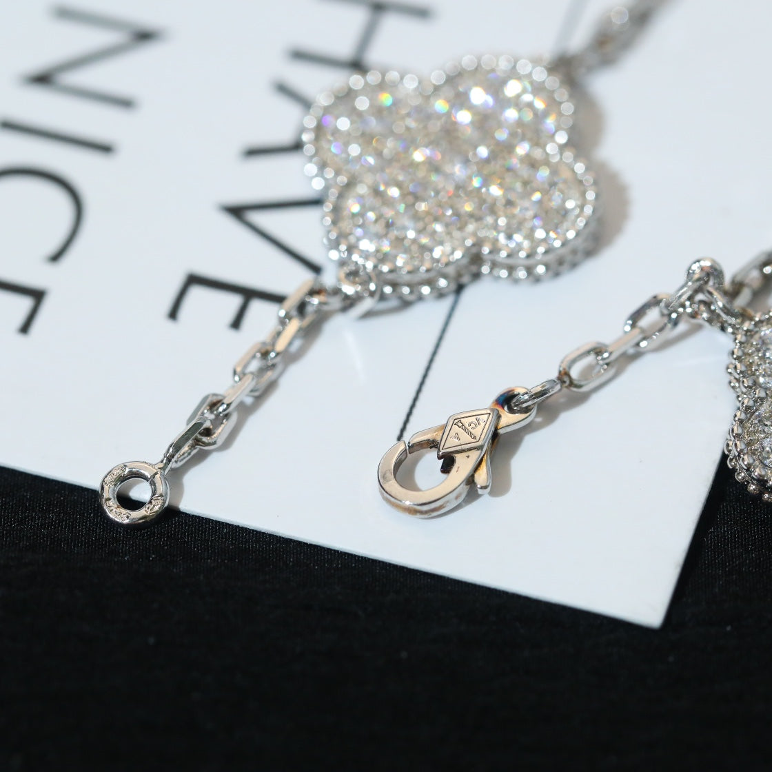 [Sophire Jewelry ]CLOVER BRACELET 5 MOTIF SILVER DIAMOND PAVED