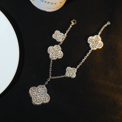 [Sophire Jewelry ]CLOVER BRACELET 5 MOTIF SILVER DIAMOND PAVED