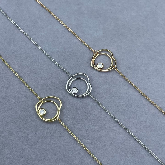 [Sophire Jewelry]HOLLOW HEART SINGLE DIAMOND BRACELET