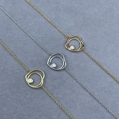 [Sophire Jewelry]HOLLOW HEART SINGLE DIAMOND BRACELET