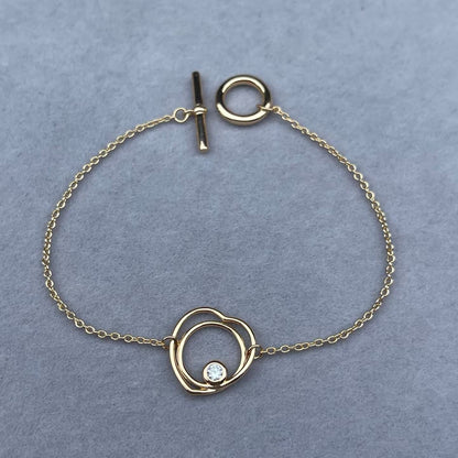 [Sophire Jewelry]HOLLOW HEART SINGLE DIAMOND BRACELET