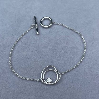 [Sophire Jewelry]HOLLOW HEART SINGLE DIAMOND BRACELET