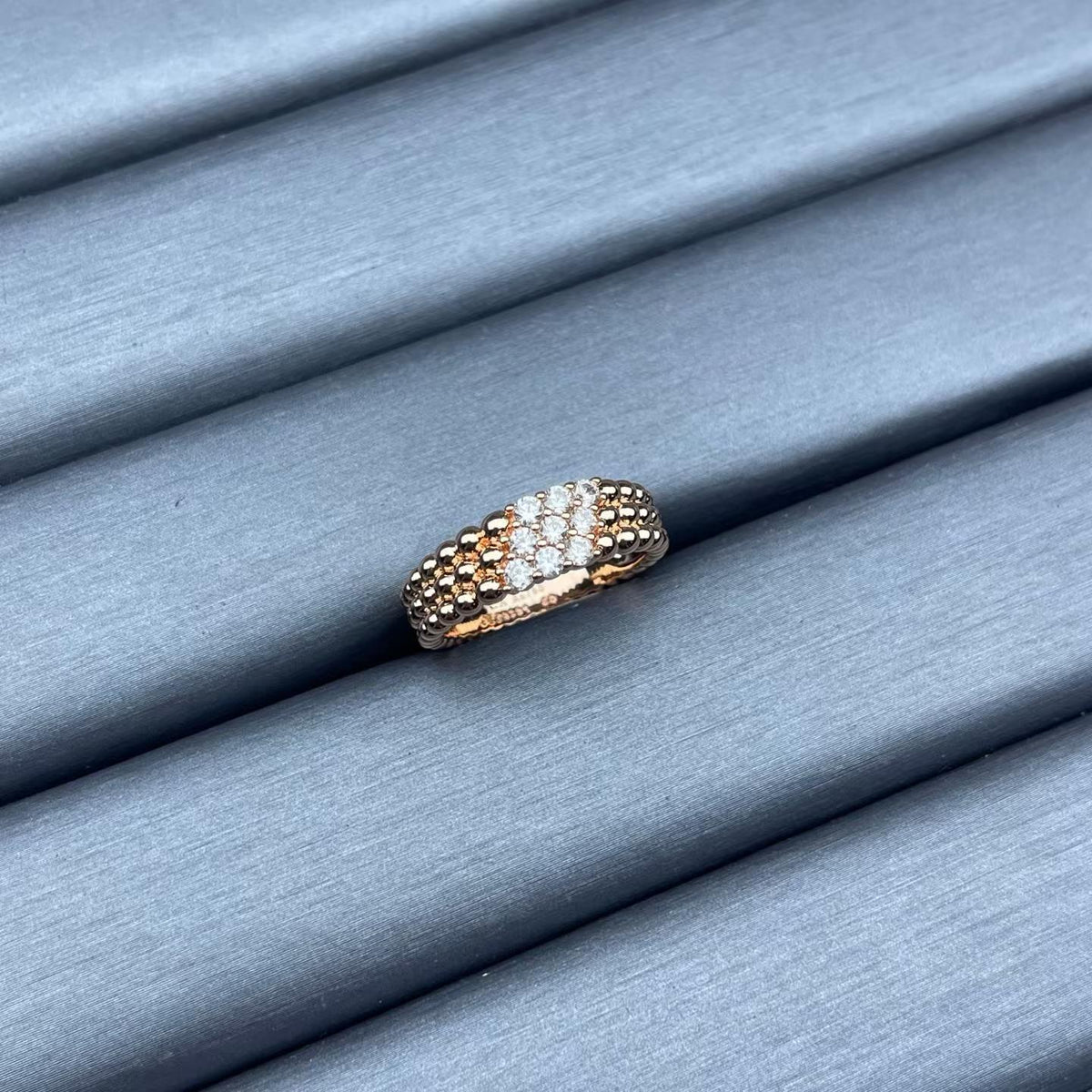[Sophire Jewelry]NARROW BEADED RING WITH DIAMONDS