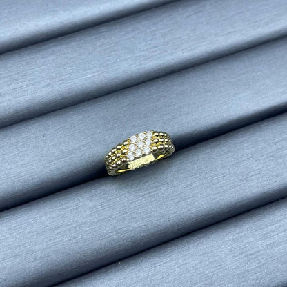 [Sophire Jewelry]NARROW BEADED RING WITH DIAMONDS