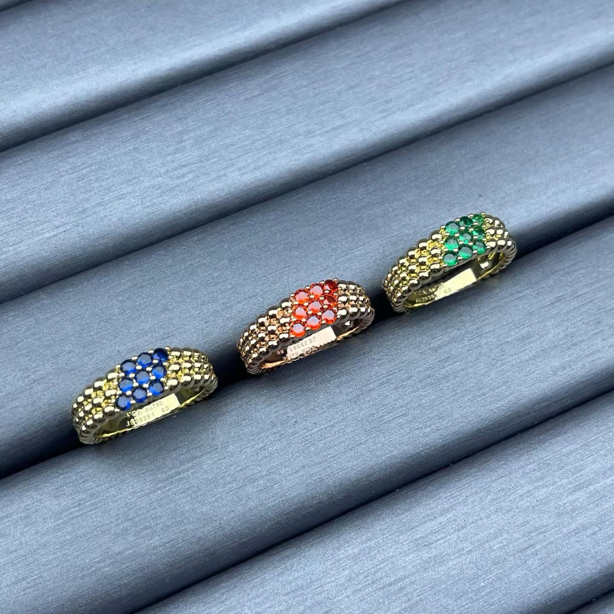 [Sophire Jewelry]NARROW BEADED RING WITH DIAMONDS