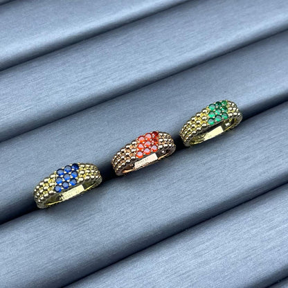 [Sophire Jewelry]NARROW BEADED RING WITH DIAMONDS