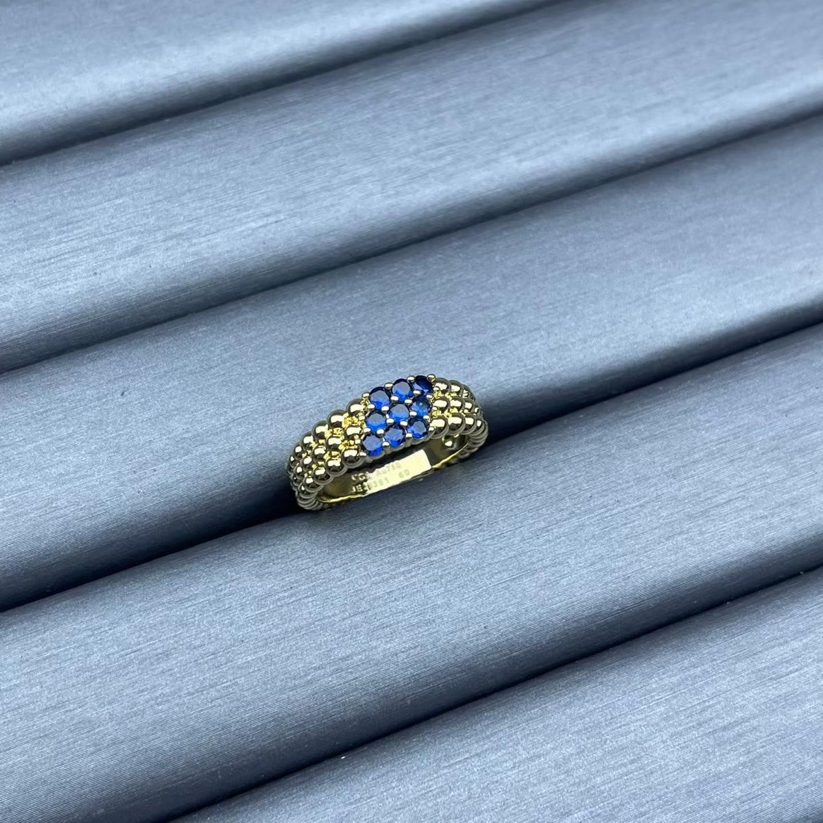 [Sophire Jewelry]NARROW BEADED RING WITH DIAMONDS