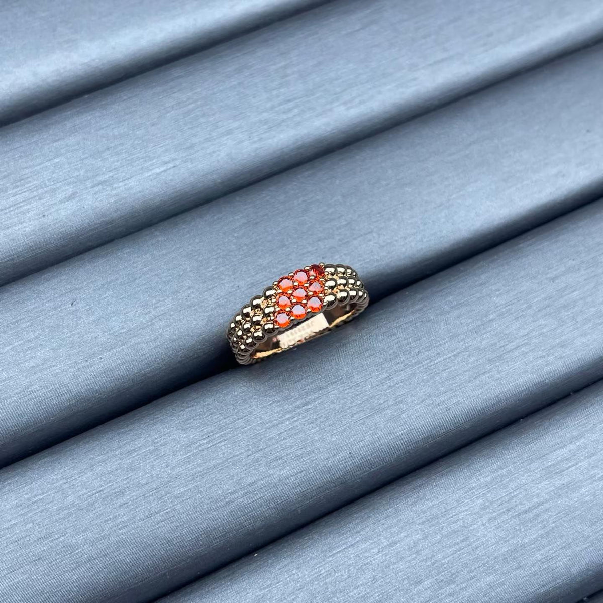 [Sophire Jewelry]NARROW BEADED RING WITH DIAMONDS