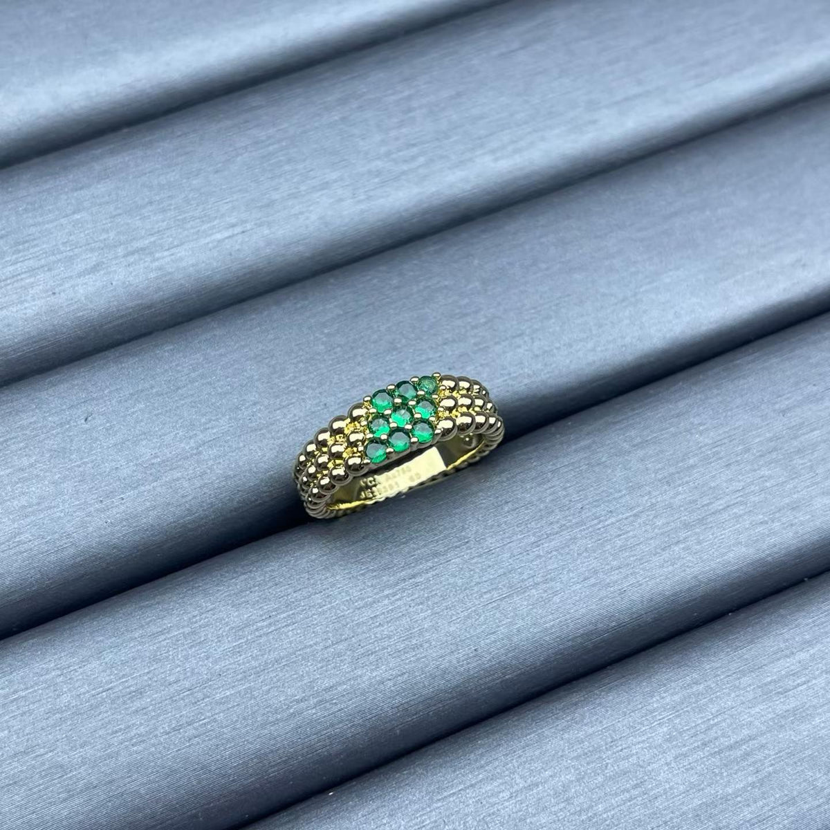 [Sophire Jewelry]NARROW BEADED RING WITH DIAMONDS