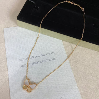 [Sophire Jewelry]NEW ROSE GOLD WHITE MOTHER OF PEARL BUTTERFLY NECKLACE