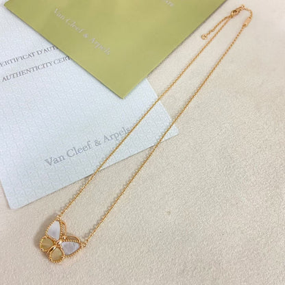 [Sophire Jewelry]NEW ROSE GOLD WHITE MOTHER OF PEARL BUTTERFLY NECKLACE