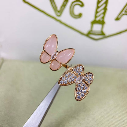 [Sophire Jewelry]TWIN BUTTERFLY NEW DIAMOND & PINK BUTTERFLY RING