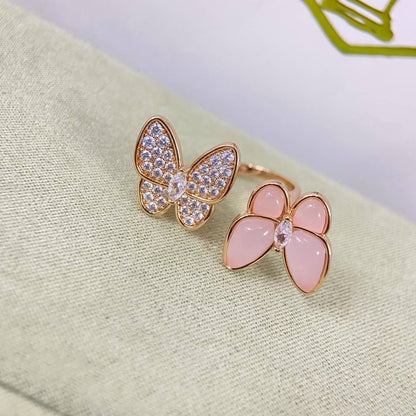 [Sophire Jewelry]TWIN BUTTERFLY NEW DIAMOND & PINK BUTTERFLY RING