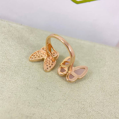 [Sophire Jewelry]TWIN BUTTERFLY NEW DIAMOND & PINK BUTTERFLY RING