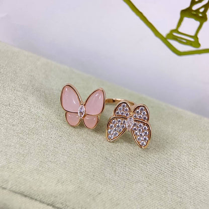 [Sophire Jewelry]TWIN BUTTERFLY NEW DIAMOND & PINK BUTTERFLY RING