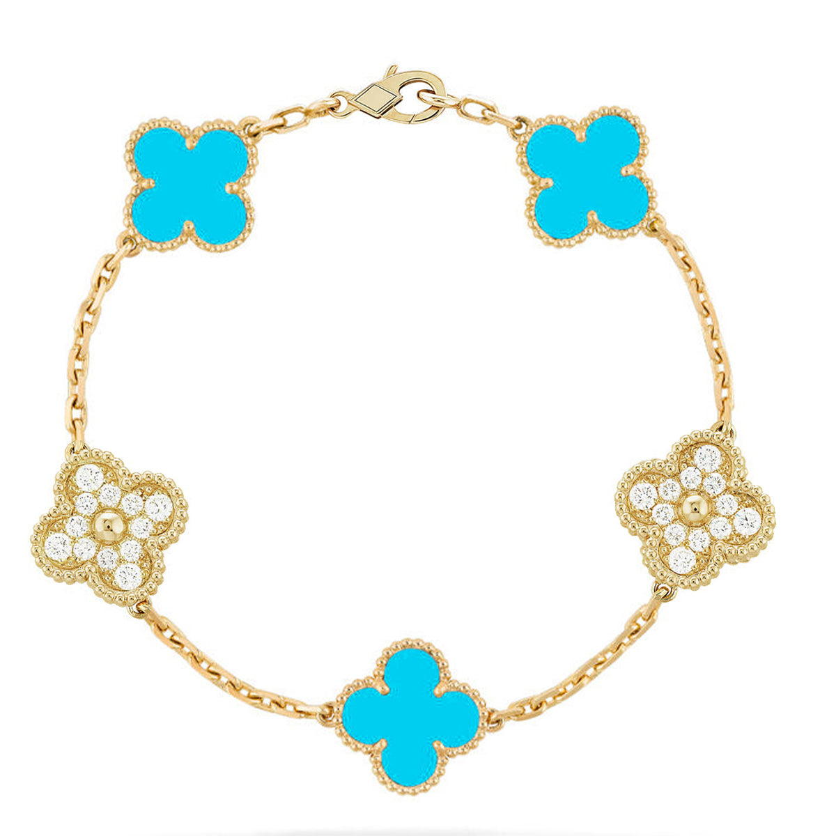 [Sophire Jewelry ] CLOVER 5 MOTIF TURQUOISE BRACELET COLLECTION