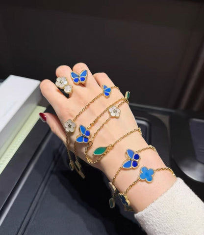 [Sophire Jewelry ]LUCKY SPRING GOLD BLUESTONE WHITE MOTHER-OF-PEARL BRACELET
