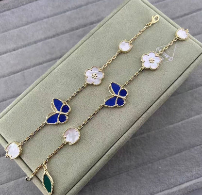 [Sophire Jewelry ]LUCKY SPRING GOLD BLUESTONE WHITE MOTHER-OF-PEARL BRACELET