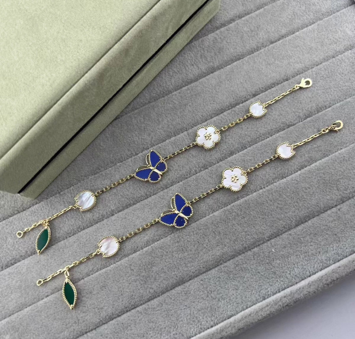 [Sophire Jewelry ]LUCKY SPRING GOLD BLUESTONE WHITE MOTHER-OF-PEARL BRACELET