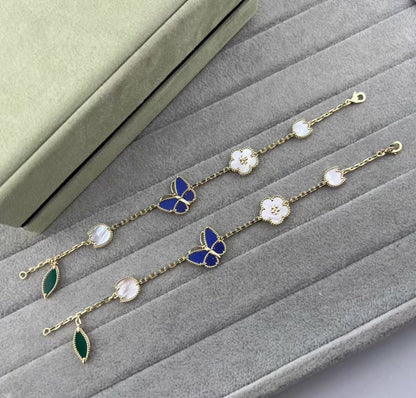 [Sophire Jewelry ]LUCKY SPRING GOLD BLUESTONE WHITE MOTHER-OF-PEARL BRACELET