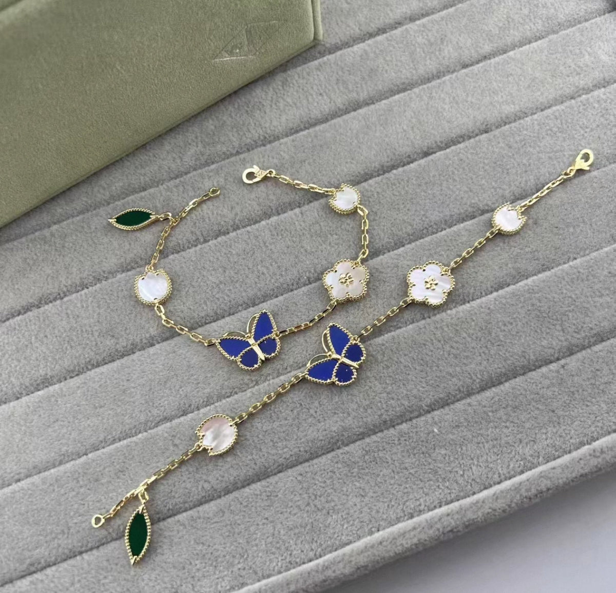 [Sophire Jewelry ]LUCKY SPRING GOLD BLUESTONE WHITE MOTHER-OF-PEARL BRACELET