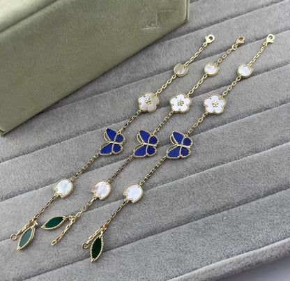[Sophire Jewelry ]LUCKY SPRING GOLD BLUESTONE WHITE MOTHER-OF-PEARL BRACELET