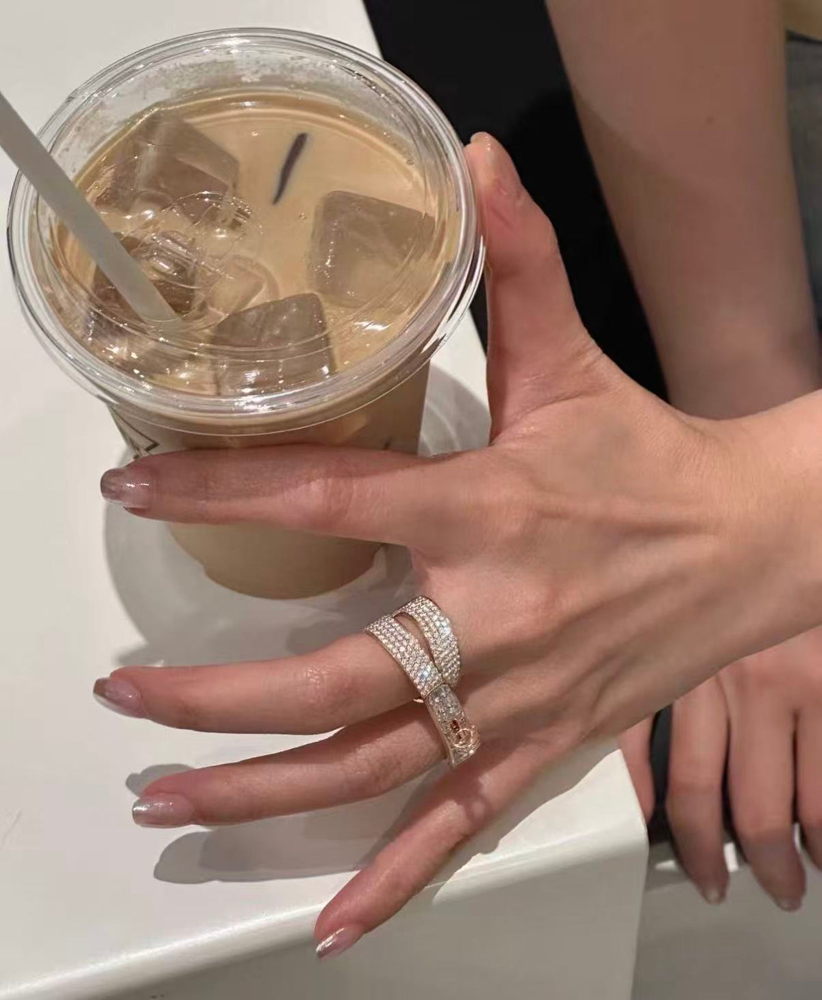 [Sophire Jewelry]NEW STYLE FULL CIRCLE DOUBLE DIAMOND RING