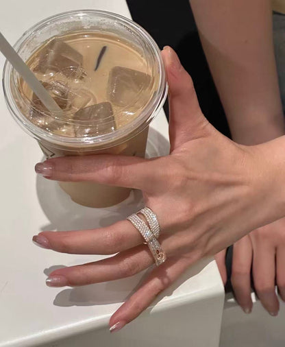 [Sophire Jewelry]NEW STYLE FULL CIRCLE DOUBLE DIAMOND RING