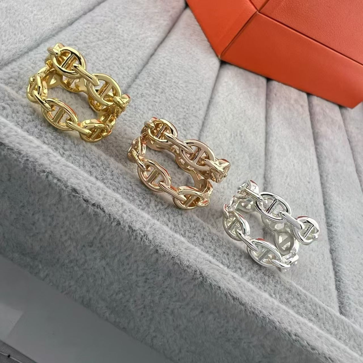[Sophire Jewelry]GLOSSY FINISH SQUARE COMBINATION DOUBLE-LAYER PIG NOSE RING