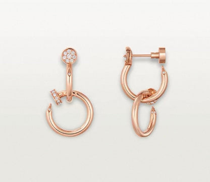 [Sophire Jewelry]NAIL COLLECTION DIAMOND SET DOUBLE HOOP EARRINGS