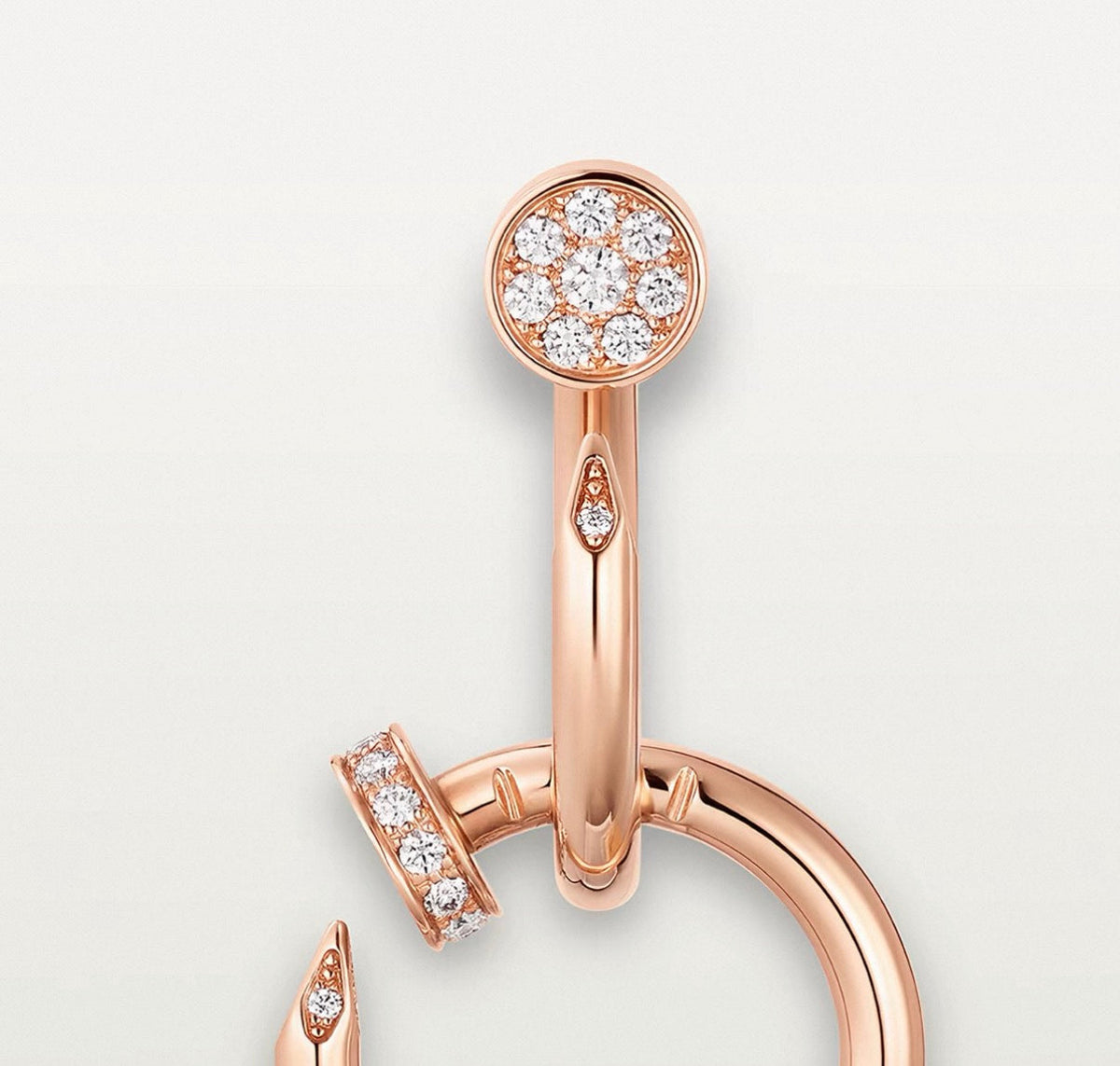 [Sophire Jewelry]NAIL COLLECTION DIAMOND SET DOUBLE HOOP EARRINGS
