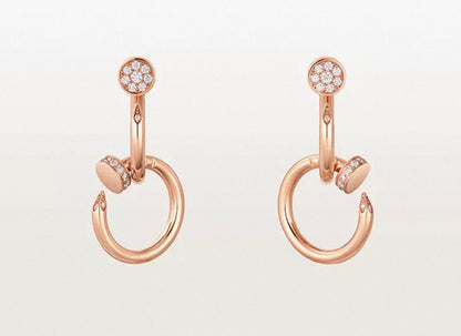 [Sophire Jewelry]NAIL COLLECTION DIAMOND SET DOUBLE HOOP EARRINGS