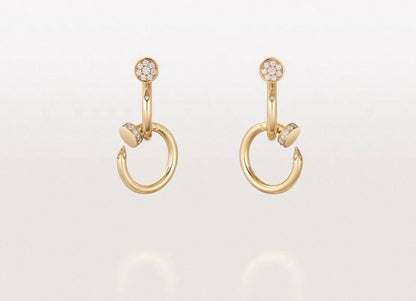[Sophire Jewelry]NAIL COLLECTION DIAMOND SET DOUBLE HOOP EARRINGS