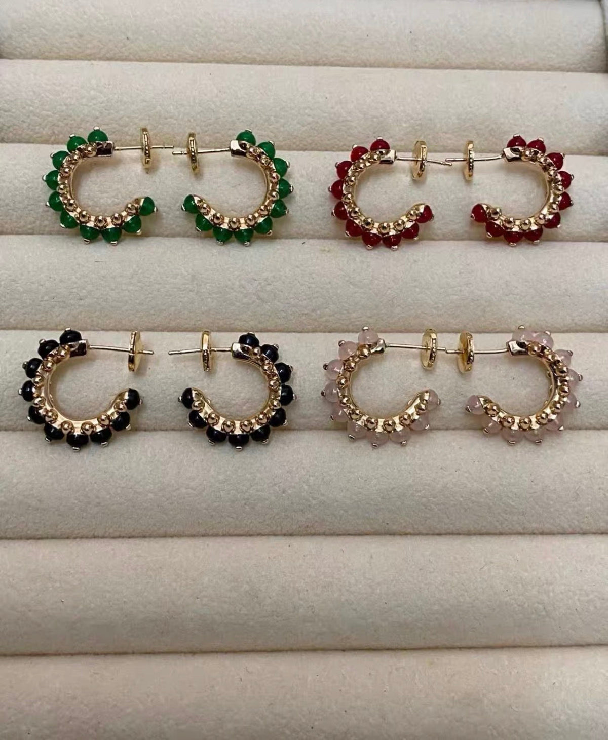 [Sophire Jewelry]CLASH COLLECTION AGATE CHALCEDONY STUD EARRINGS