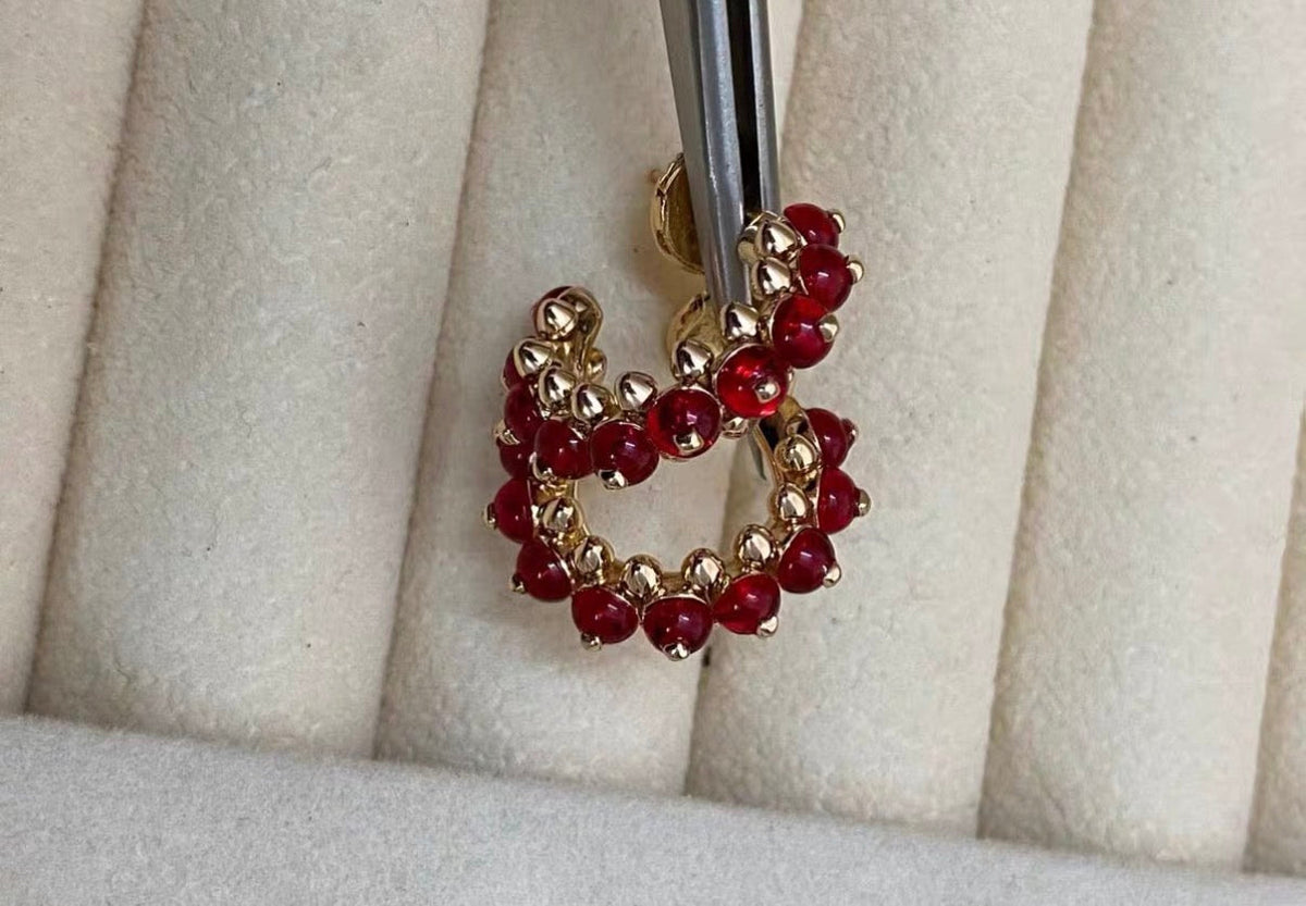 [Sophire Jewelry]CLASH COLLECTION AGATE CHALCEDONY STUD EARRINGS