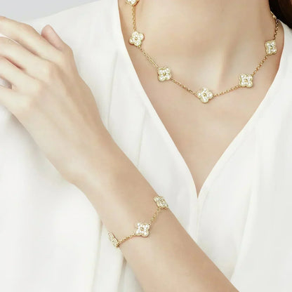[Sophire Jewelry ] CLOVER 5 MOTIF FULL DIAMOND BRACELET COLLECTION