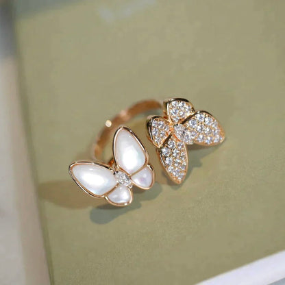 [Sophire Jewelry ]TWIN BUTTERFLY DIAMOND MOP RING