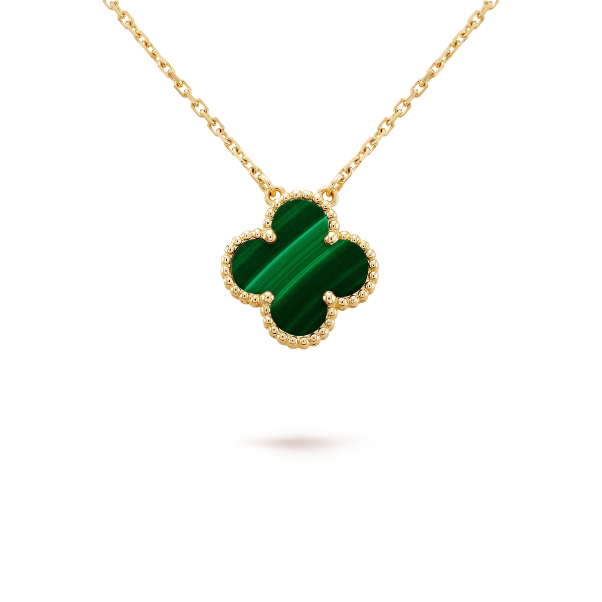[Sophire Jewelry ]CLOVER 15MM MALACHITE SINGLE FLOWER  NECKLACE