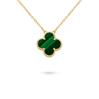 [Sophire Jewelry ]CLOVER 15MM MALACHITE SINGLE FLOWER  NECKLACE