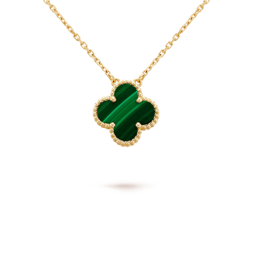 [Sophire Jewelry ]CLOVER 15MM MALACHITE SINGLE FLOWER  NECKLACE