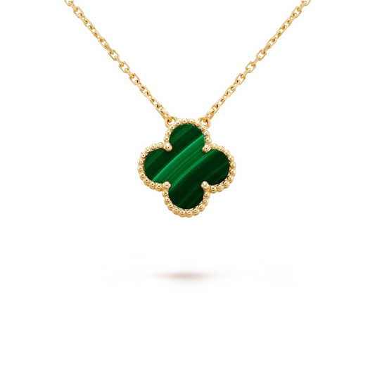 [Sophire Jewelry ]CLOVER 15MM MALACHITE SINGLE FLOWER  NECKLACE