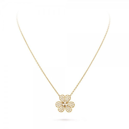[Sophire]PAVÉ DIAMOND FLOWER CHARM NECKLACE