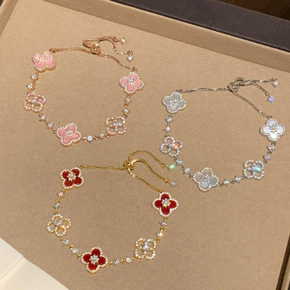 [Sophire Jewelry ]CLOVER 5 MOTIF PINK BLUE RED WHITE BRACELET
